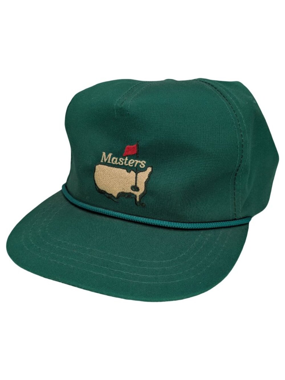 Vtg Masters Derby Cap Rope Hat Mens Green Augusta National Adjustable Made in US